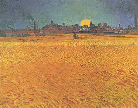 Vincent Van Gogh Sunset : Wheat fields Near Arles